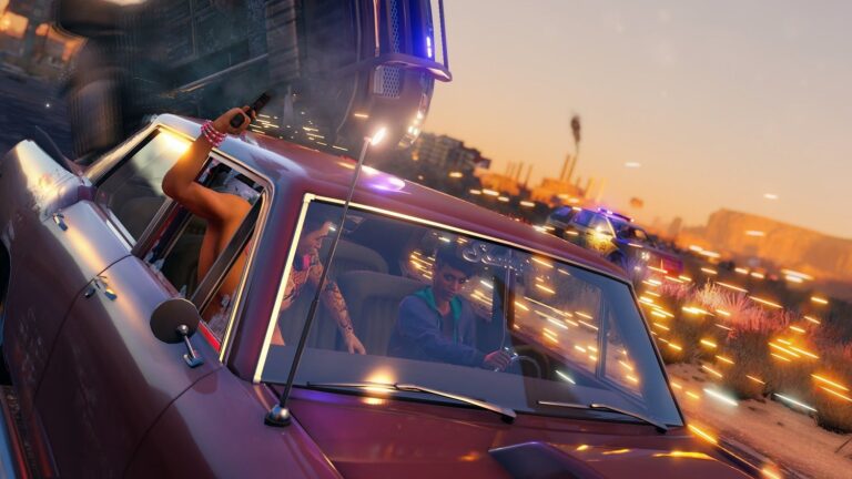 Saints Row-gameplay toont actie met voertuigen
