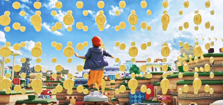 Munten verzamelen in attractiepark Super Nintendo World