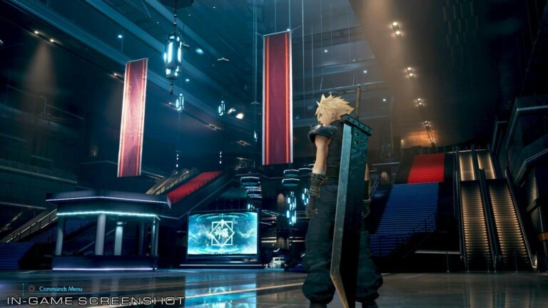 Ingang van Shinra Building in Final Fantasy 7 Remake getoond
