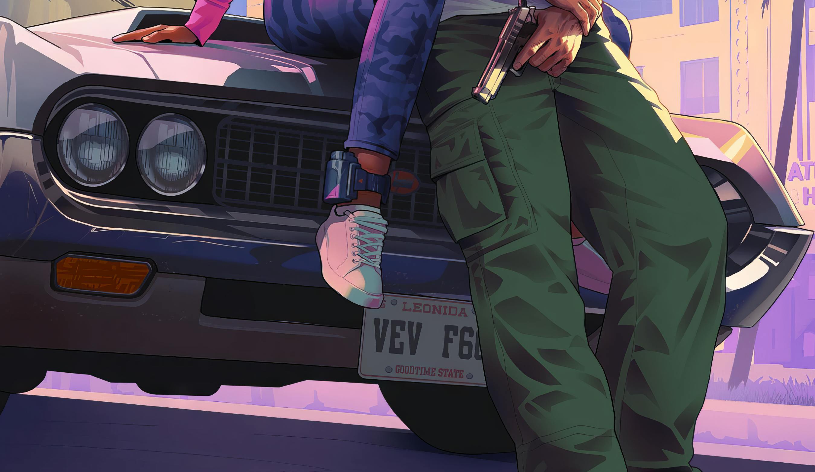 Lucia met enkelband in GTA 6 key art
