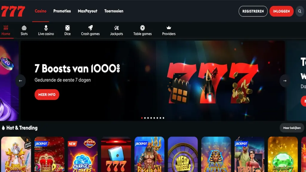 Casino 777 &ndash; Startpagina met welkomstbonus
