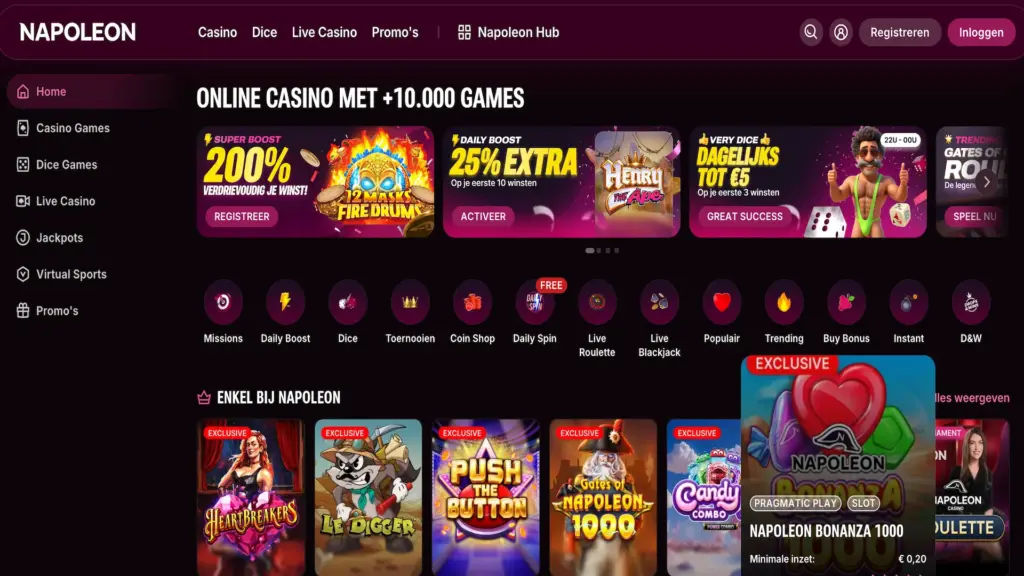 Napoleon Casino &ndash; Belgisch online casino met grootste spelaanbod en Daily Spin