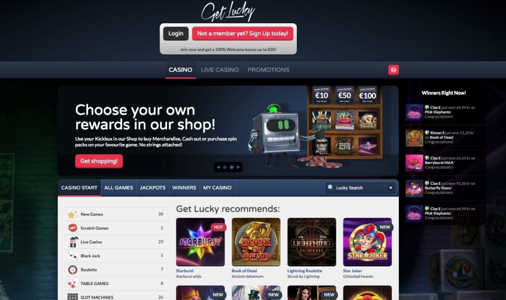 GetLucky online casino free spins homepage&nbsp;