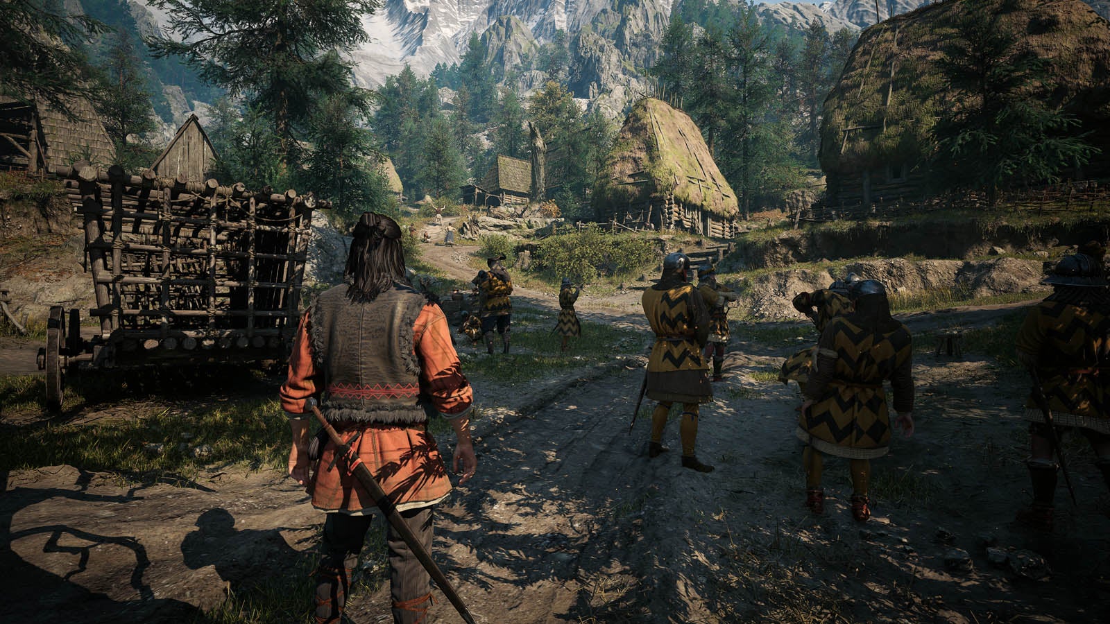 Dorpje met soldaten in The Blood of Dawnwalker.