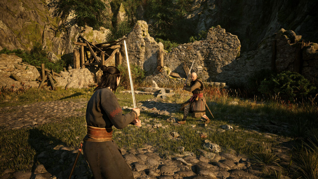 Zwaardgevecht in The Blood of Dawnwalker.